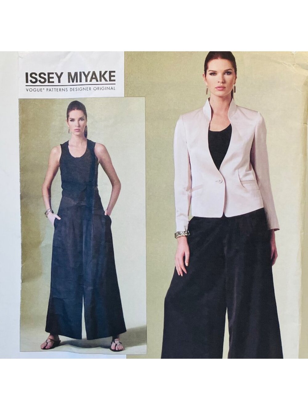 Issey Miyake Vogue V1186 Semi Fitted Jacket Flared Pants Sewing Pattern 14-20 FF